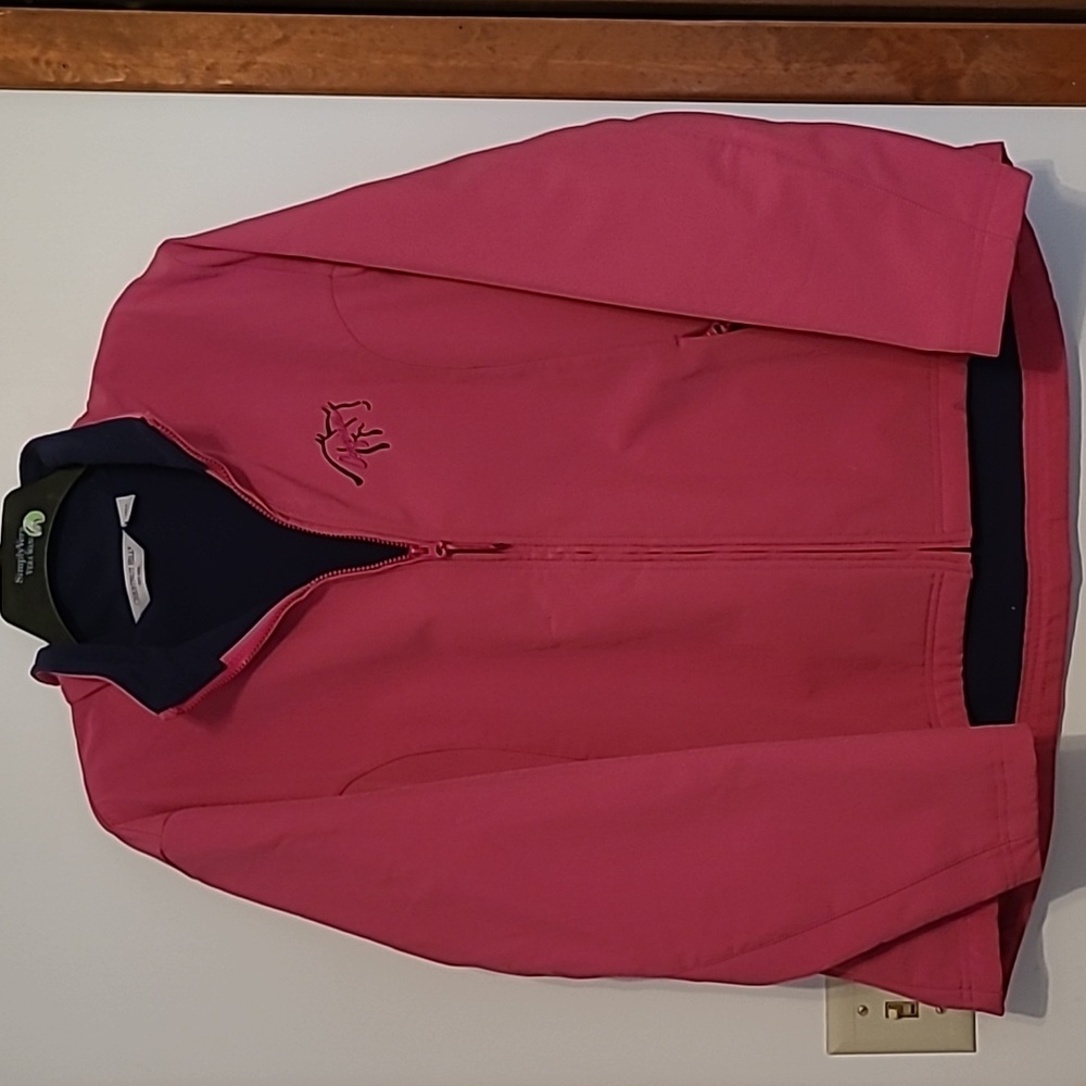 Chestnut Hill pink zip front fleece lined jacket Congress logo Sz 2XL